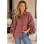 Geruite blouse met ballonmouw - bordeaux