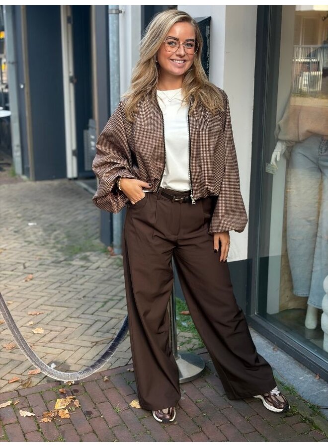 Geruite bomberjacket - bruin