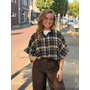 Geruite blouse met ballonmouw - bruin