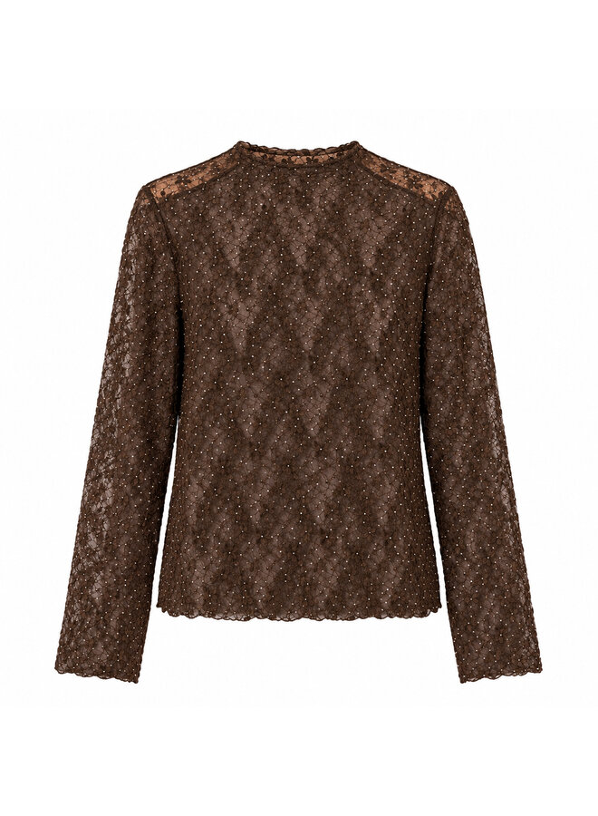 Glitter top - donkerbruin