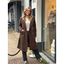 Bruine getextureerde mantel met ceintuur