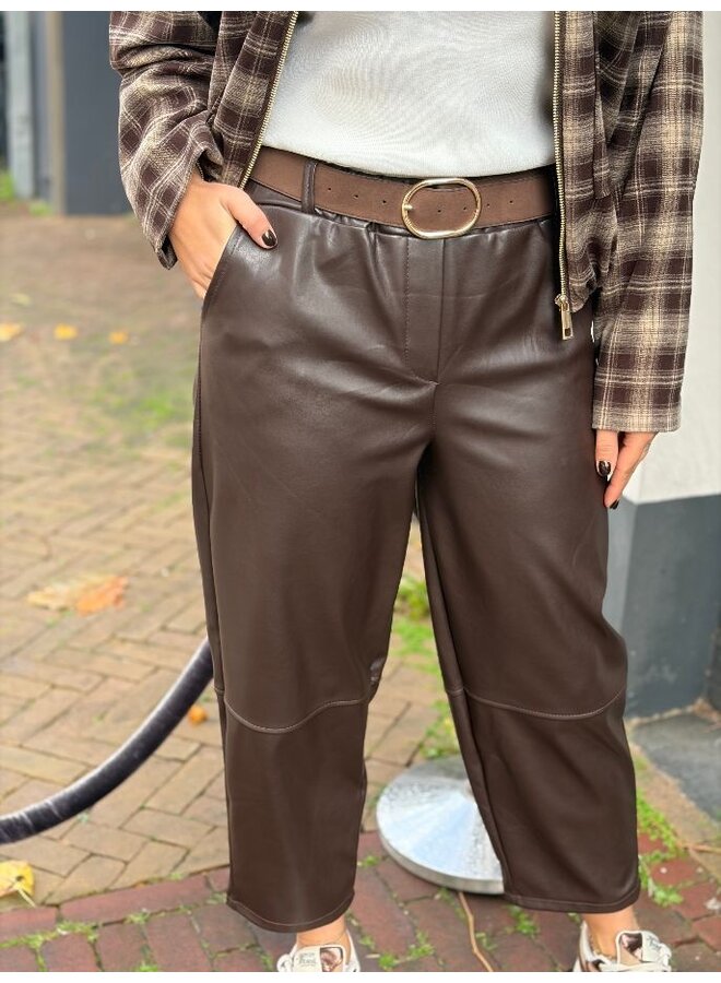 Ballon PU leer pants - donkerbruin