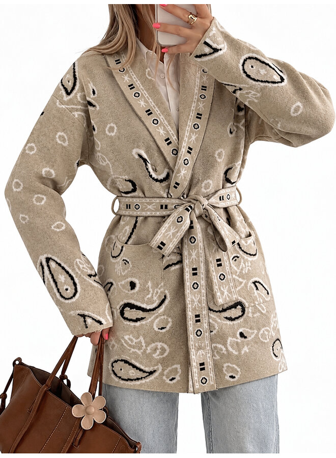 Damesvest Paisley - beige