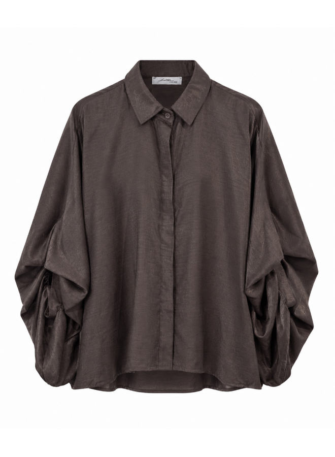 Ambika Satin blouse - donkerbruin
