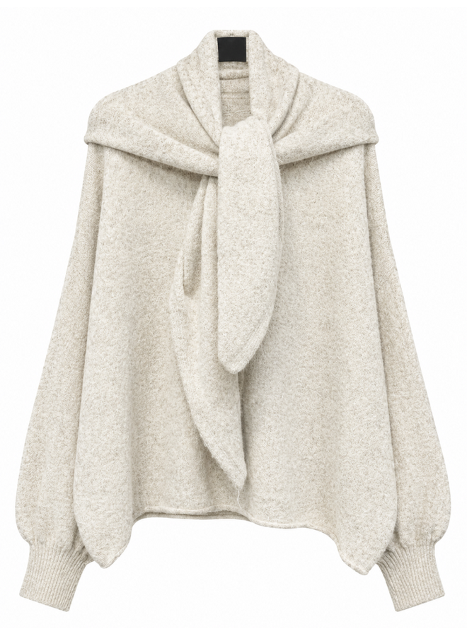 Cleo trui met sjaal - ecrubeige