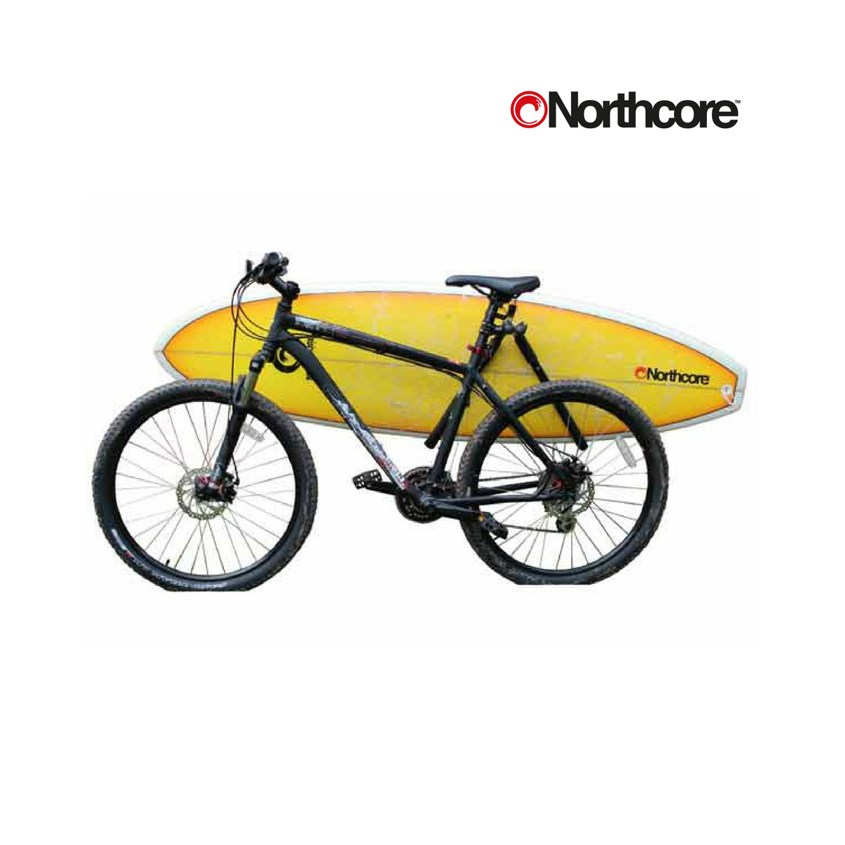 bike with surfboard