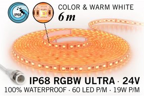 AppLamp IP68 Waterdichte RGBW ULTRA Ledstrip,360 ULTRA Led's, 24 Volt, 6 m