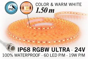 AppLamp IP68 Waterdichte RGBW ULTRA Ledstrip,90 ULTRA Led's, 24 Volt, 1.50 m