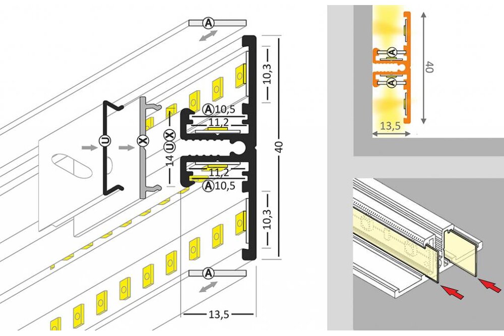AMBI10 LED profiel Indirecte zijwaartse verlichting