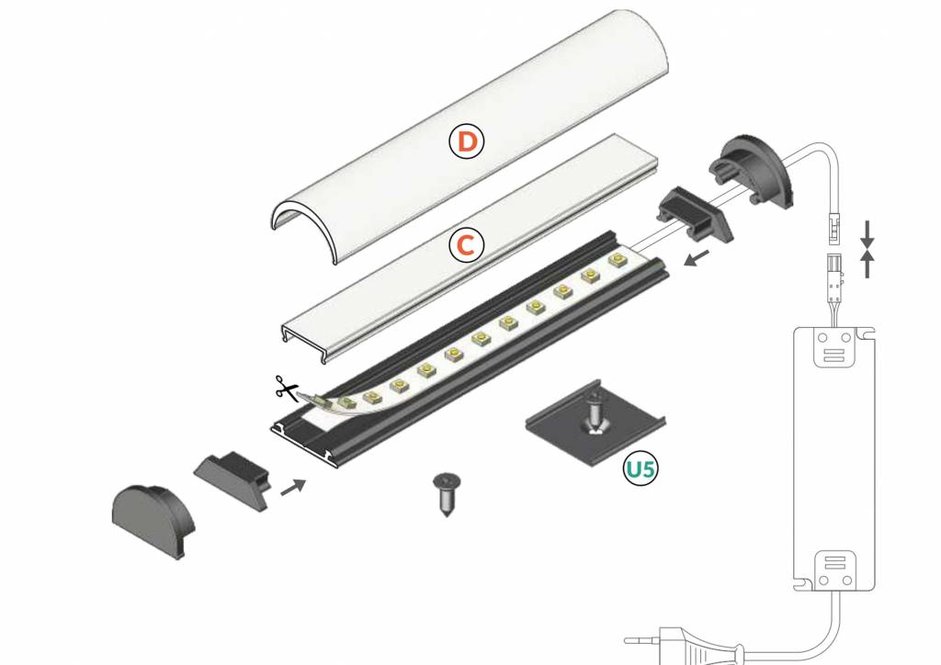 BEND buigbaar aluminium LED profiel 1m-2m