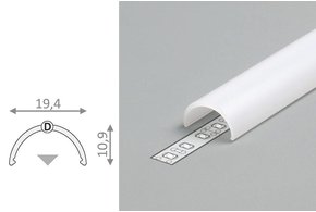 Cover D ClickOver halfronde melkwitte kap in 1m of 2m lengte