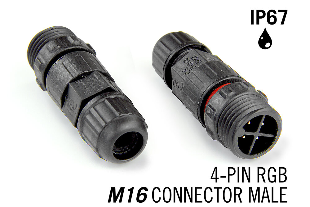 M16 4-polige IP67 Waterdichte Kabel Connector Male