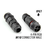 M16 4-polige IP67 Waterdichte Kabel Connector Male  RGB