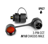 M16 driepolige IP67 Waterdichte Chassis Connector Male