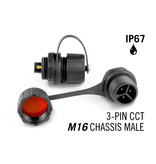 M16 3-polige IP67 Waterdichte Chassis Connector Male - DC - Copy