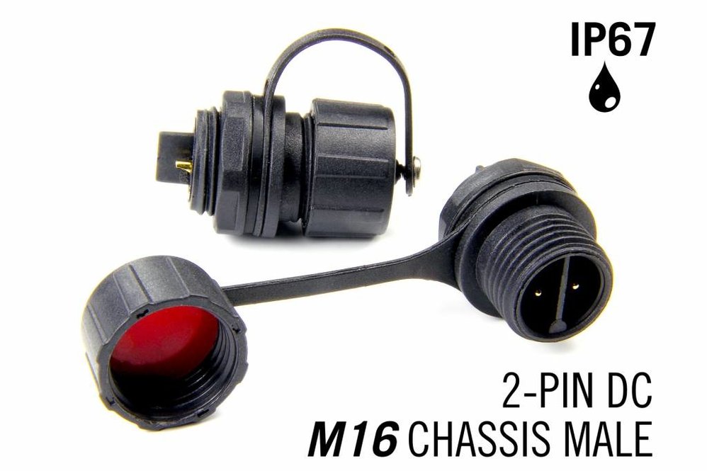 M16 tweepolige IP67 Waterdichte Chassis Connector Male