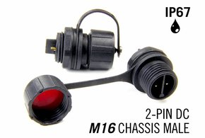 M16 tweepolige IP67 Waterdichte Chassis Connector Male