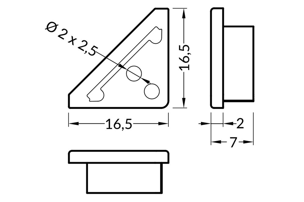 Eindkapjes ANGLE12 voor COVER E Slide, Set van twee