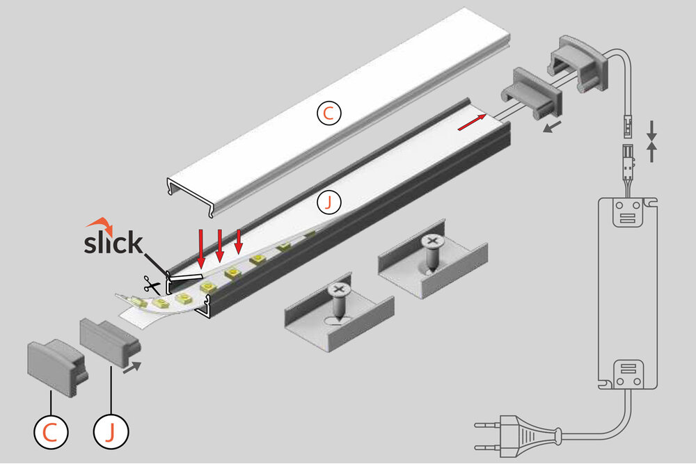 LUMO 12mm Led Profiel Opbouw 1m-2m