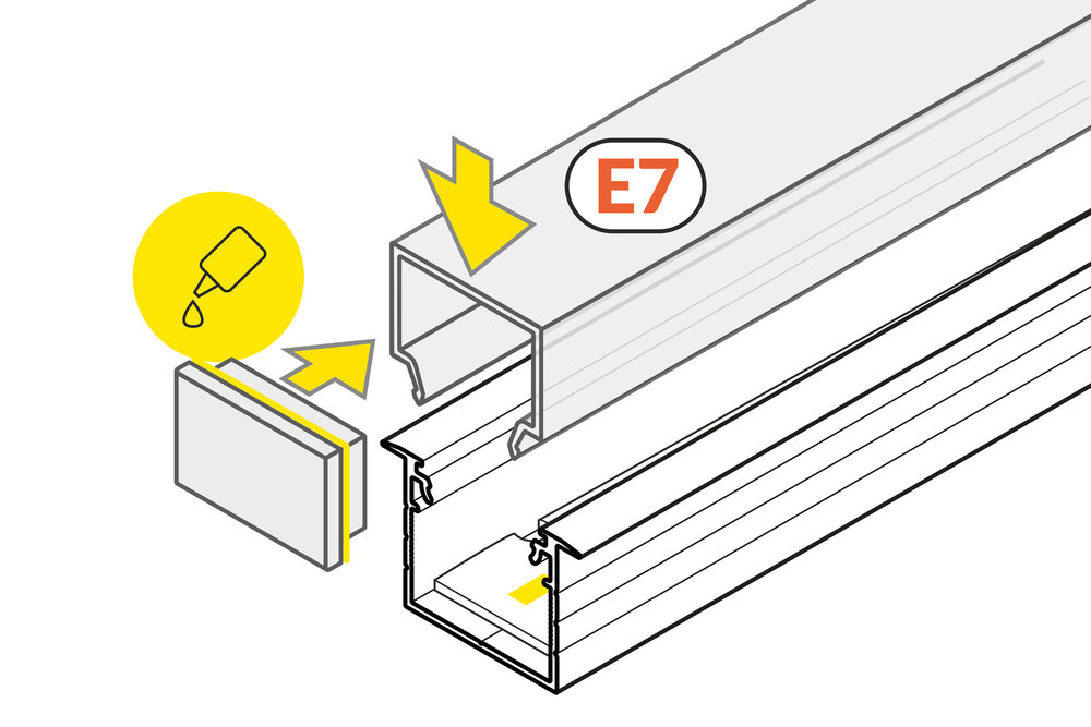 Cover E7 eindkapjes, lichtdoorlatend melkwit, Set van twee