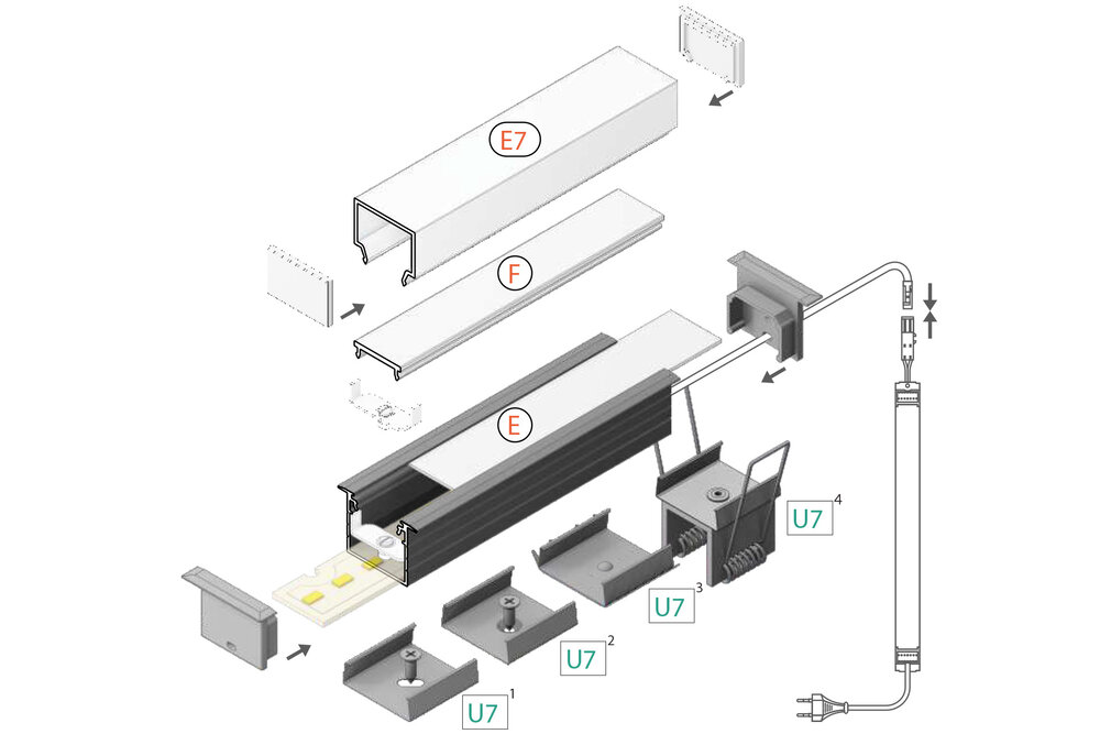 NOVA RS 20mm verzonken Led Profiel 1m-2m