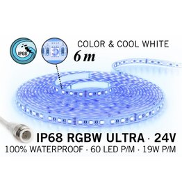 pols type terug AppLamp IP68 Waterdichte RGBW ULTRA Ledstrip, RGB+Koel wit, 60 led's p/m,  24 Volt,