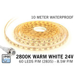AppLamp Waterdichte Warm Witte LED strip (IP68) 60 Led's per meter 24Volt, 10 meter lengte