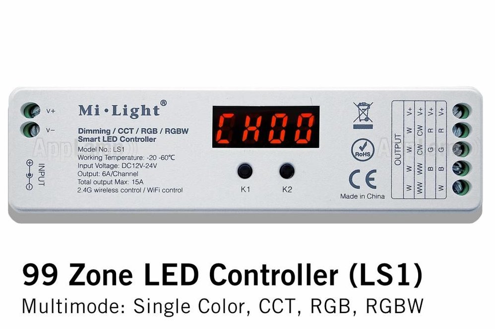 MiLight LS1 Mi-Light Multimode 99 zone LED controller (enkele kleur, dual white, rgb, rgbw)