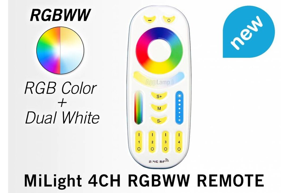MiLight Touch Remote RGB+Dual White,  Mi-Light  RGBWW met 4-kanalen