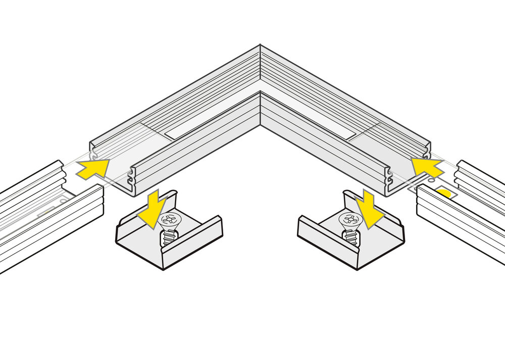 Hoek koppelstuk 90° voor Contour LED profiel