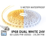 AppLamp Waterdichte Dual White CCT LED strip (IP68) met 60 LED's/pm 24V,  5 meter