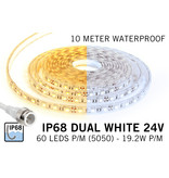 AppLamp Waterdichte Dual White CCT LED strip (IP68) met 60 LED's/pm 24V,  10 meter