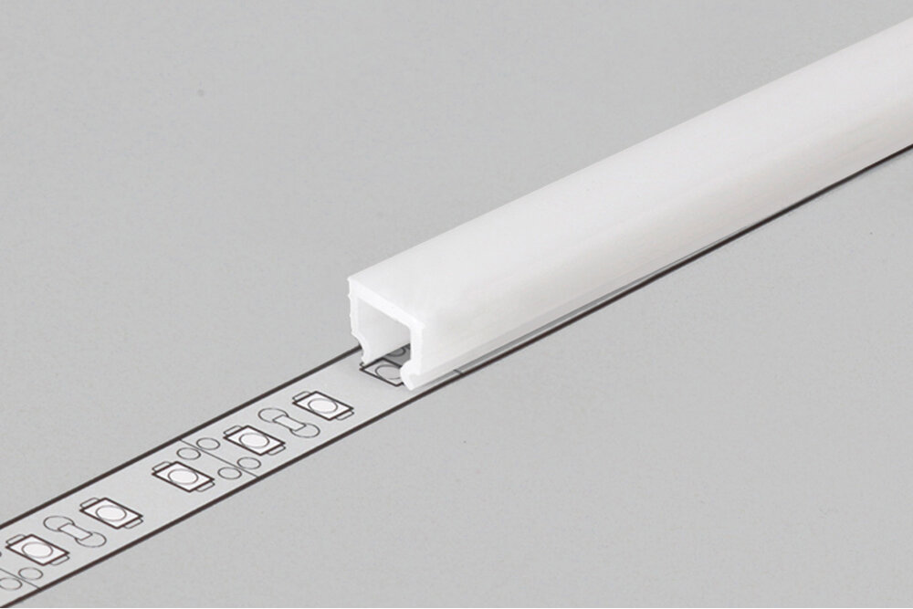 Cover C1 melkwitte kap in 1m of 2m lengte voor PICO ledprofiel