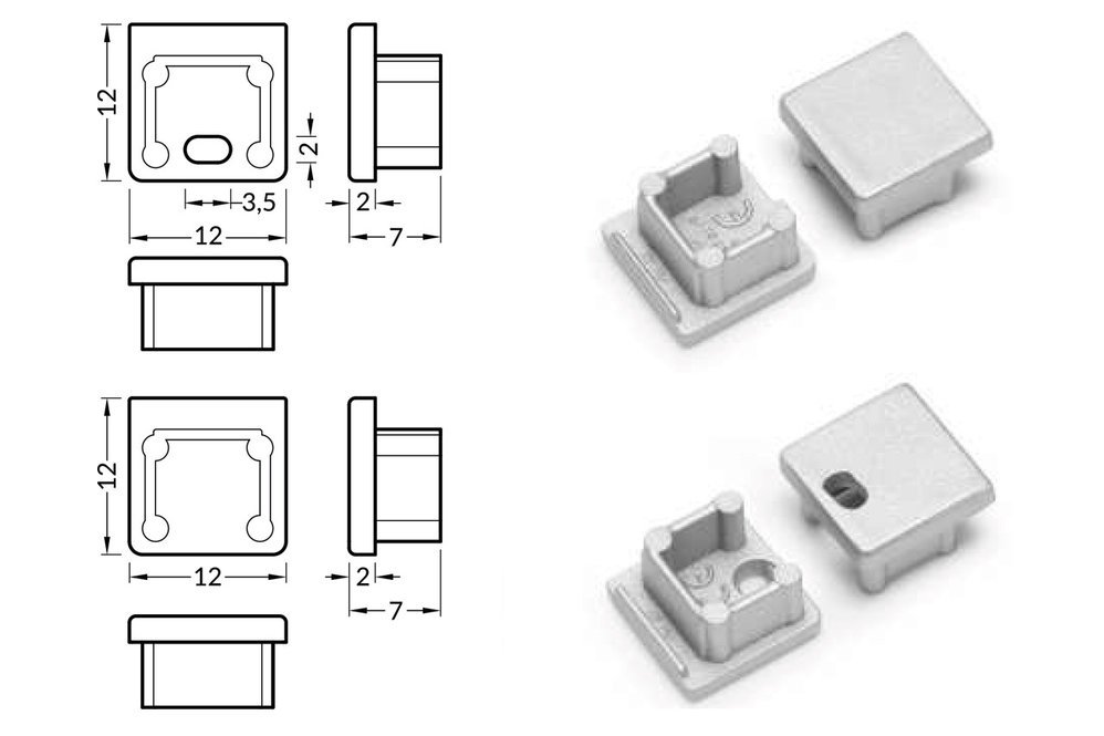 Eindkapjes NOVA10 , Set van twee stuks