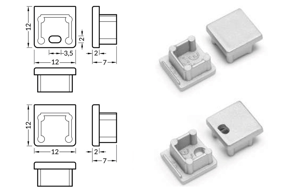 Eindkapjes NOVA10 , Set van twee stuks