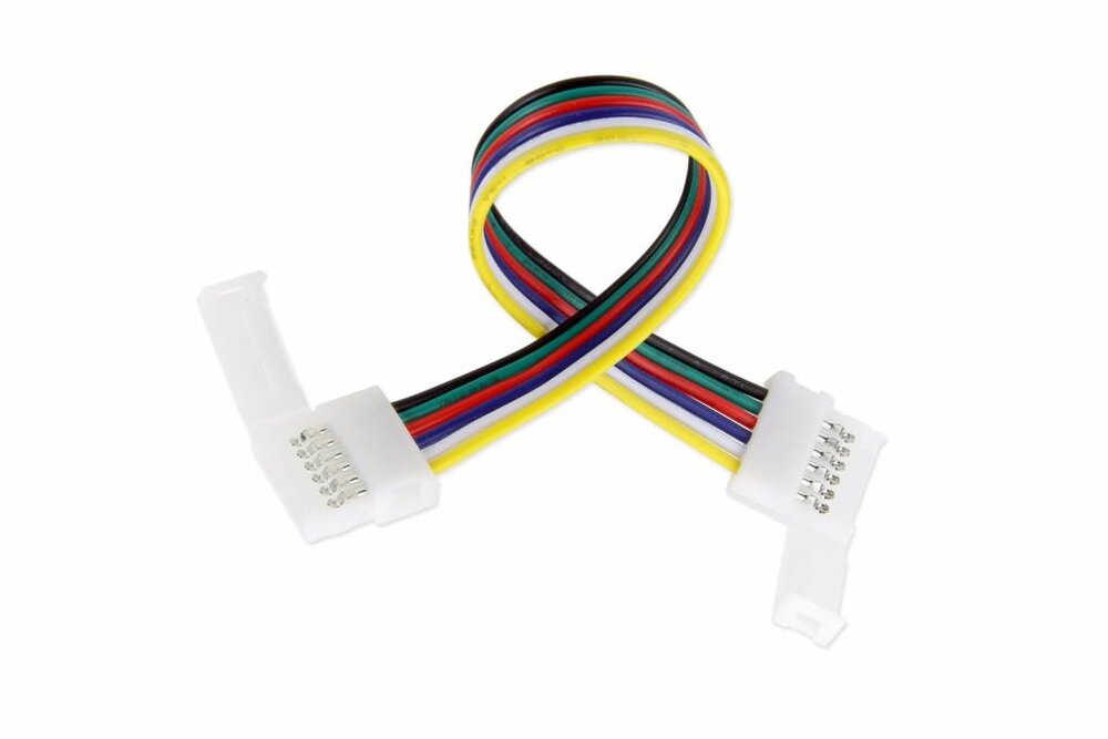 RGB+Dual White LED strip flexibel koppelstuk voor 12mm strips, soldeervrij, 15cm - 6 contacten