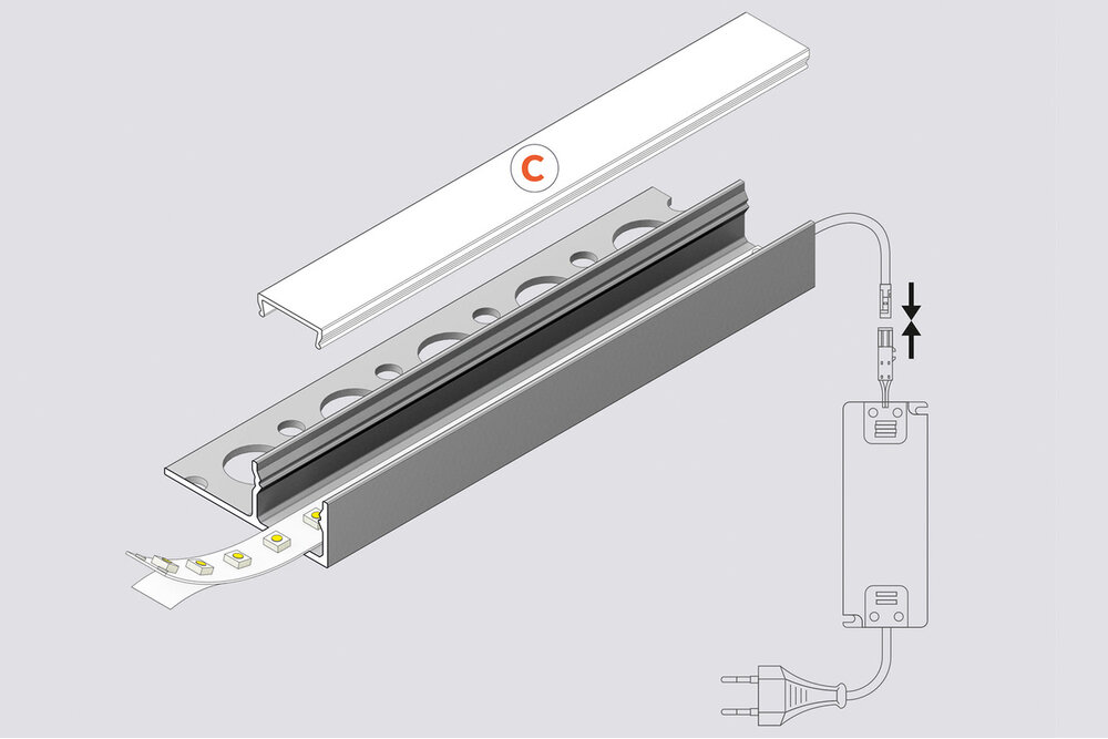EDGE TS180 12mm verzonken Led Profiel voor tegels en stucwerk