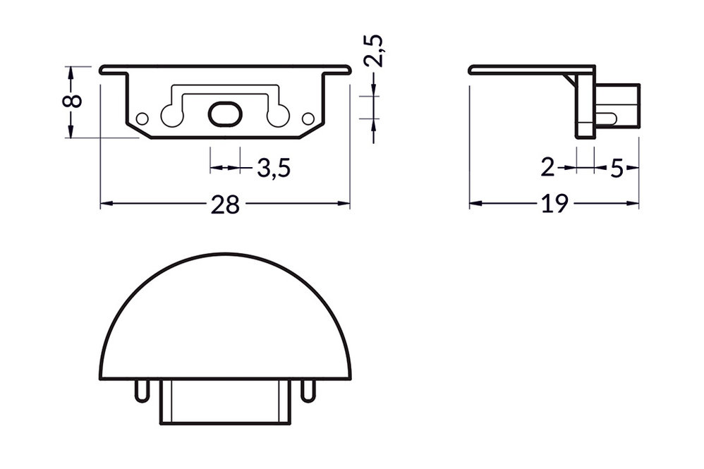 Eindkapjes voor LED profiel LINEA14 Set van twee