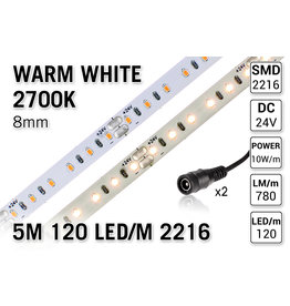 AppLamp ProLine PRO LINE Warm Wit Losse Led Strip | 5m 120 Leds pm Type 2216 24V 10W pm