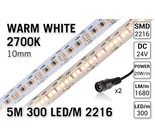AppLamp ProLine PRO LINE Warm Wit Led Strip | 5m 300 Leds pm Type 2216 24V Losse Strip