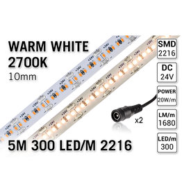 AppLamp ProLine PRO LINE Warm Wit Losse Led Strip | 5m 300 Leds pm Type 2216 24V 20W pm