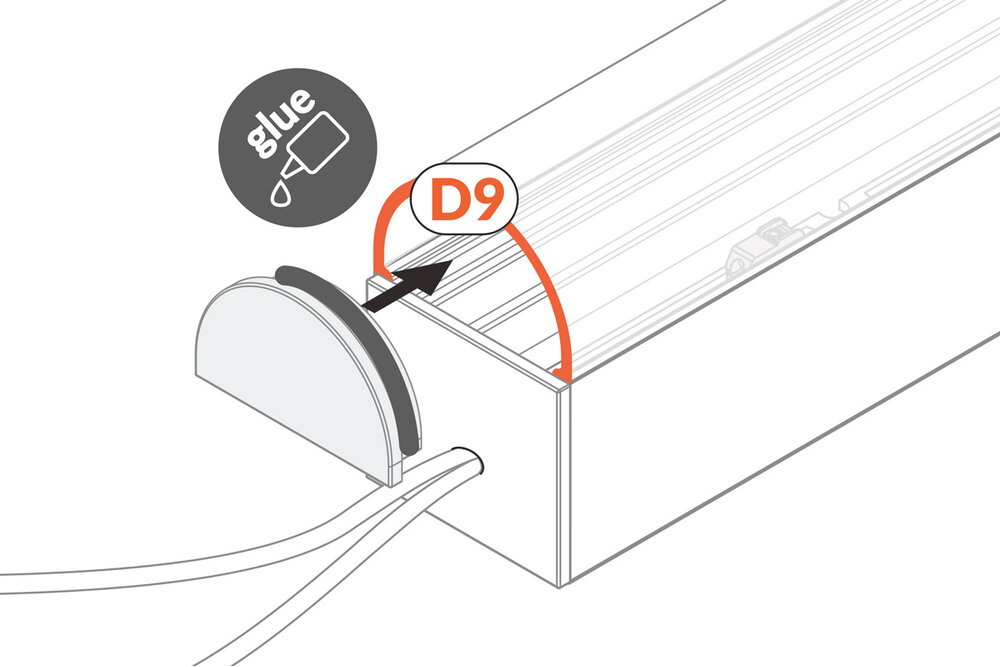 Cover D9 ClickOver halfronde melkwitte kap in 1m of 2m lengte