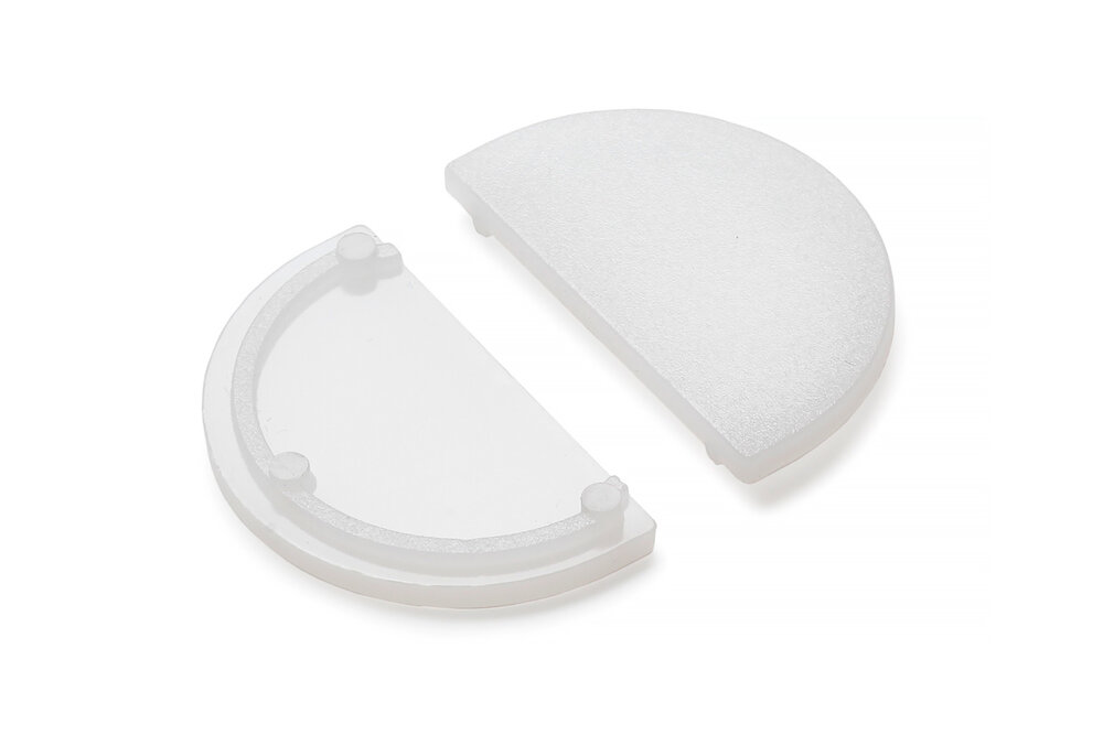 Cover D9 boogkap eindkapjes, lichtdoorlatend melkwit, Set van twee