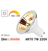 Dim2Warm  7W AR70 GU10 LED spot 2700K tot 1800K