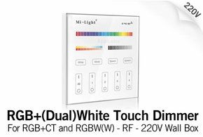 MiLight MiLight RGB+ DualWhite (RGB+CT) Touch Inbouw wandbediening, 4-zones, RF, 220V