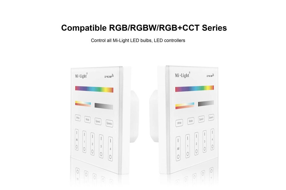 MiLight MiLight RGB+ DualWhite (RGB+CT) Touch Inbouw wandbediening, 4-zones, RF, 220V