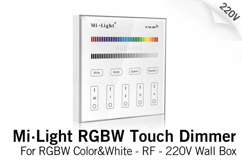 MiLight MiLight Inbouw RF Touch Dimmer Paneel 4-kanaals, RGBW Verlichting, 220V
