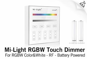 MiLight MiLight RGB / RGBW Touch Wandbediening Opbouw, 4-zones, RF, 2xAAA Batterij