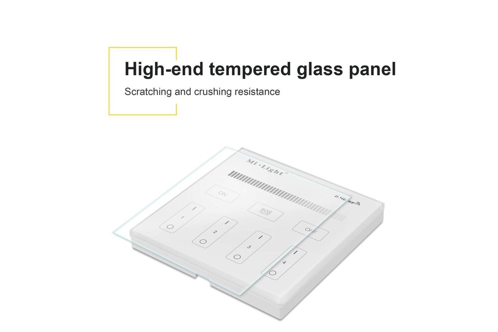 MiLight Mi-Light Inbouw RF Touch Dimmer Paneel 4-kanaals, Witte Verlichting 220V