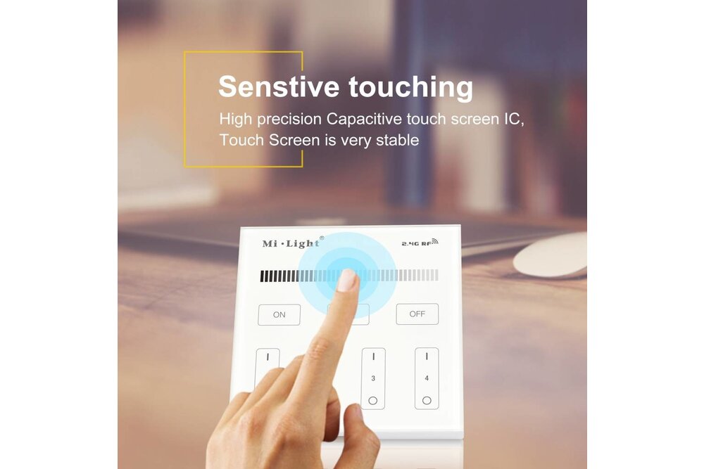 MiLight Mi-Light Inbouw RF Touch Dimmer Paneel 4-kanaals, Witte Verlichting 220V